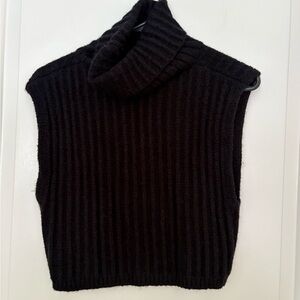 EUC- Cider Black Sleeveless Ribbed Turtleneck Cropped (at waist) Sweater , XS